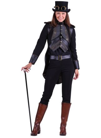Dames Steampunk jas zwart