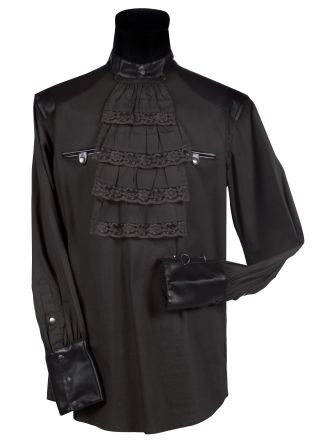 Heren Steampunk blouse zwart