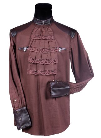 Heren Steampunk blouse bruin