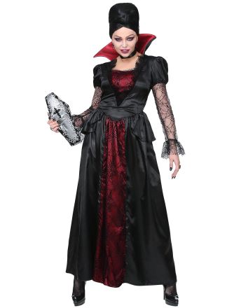 Lange Vampieren jurk met kraag 2dlg.