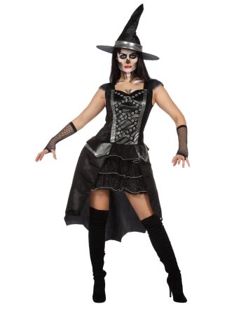 Halloween Heksen jurkje zwart 2dlg.