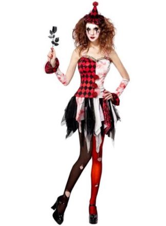 Halloween jurk Evil Harlequin 4dlg.