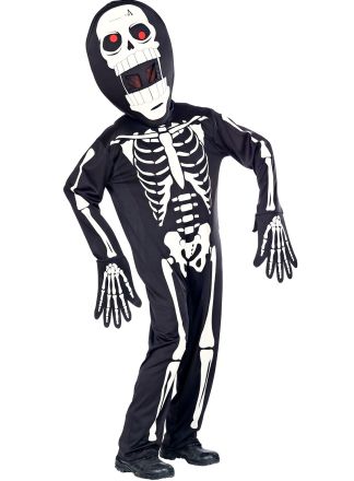 Skeleton costume with oversized mask