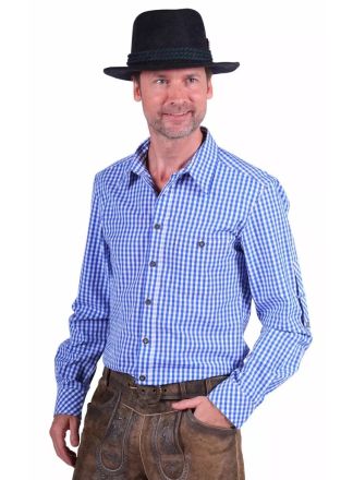 Tiroler blouse Maximillian blauw-wit