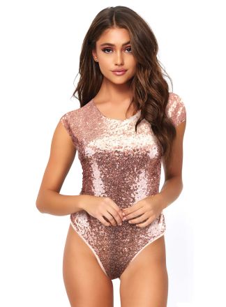 Leg Avenue sequin bodysuit pink