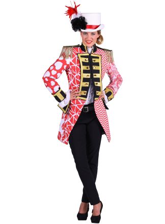 Dames carnavalsjas contrast rood-wit