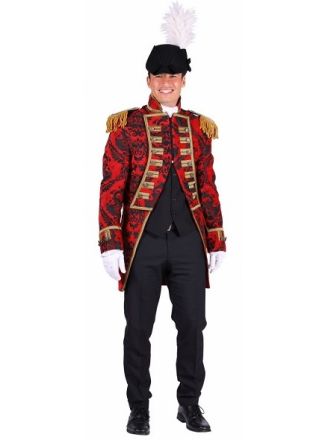 Heren carnavaljas brocaat rood-zwart