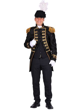 Heren carnavalsjas brocaat  Zwart-Zwart