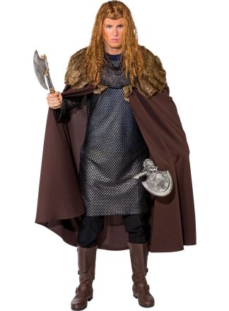 Bruine viking mantel met bont 1maat