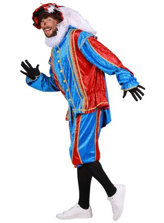 Pieten pak met cape blauw-rood