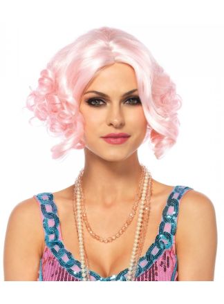 Leg Avenue pruik Curly bob roze