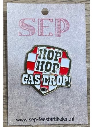 Pinneke HOP HOP GAS EROP (3,5 X 3cm.)