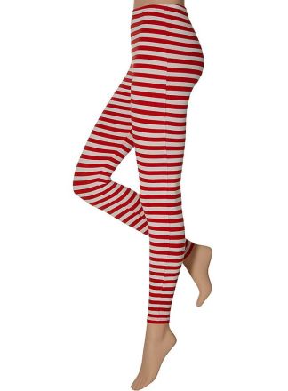 Strepen carnavals legging rood-wit