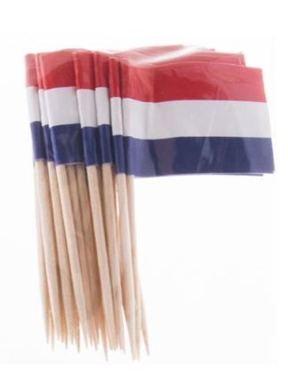 Cocktail Prikkers Nederlandse vlag 24stuks (7cm.)