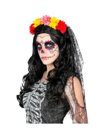 Dia de los muertos veil with flower