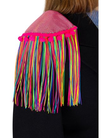 Epaulette shiny pink assortie kleuren neon franjes