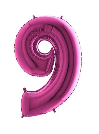 Folieballon pink 100cm. cijfer 9 (excl.helium)