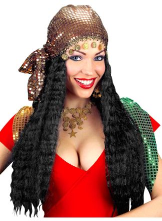 Pailletten hoofddoek met zigeuner haar
