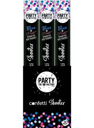 Confetti shooter gender blauw 40cm. per stuk