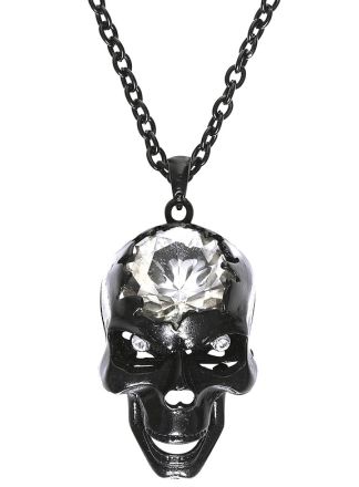 Zwarte skull Halloween halsketting