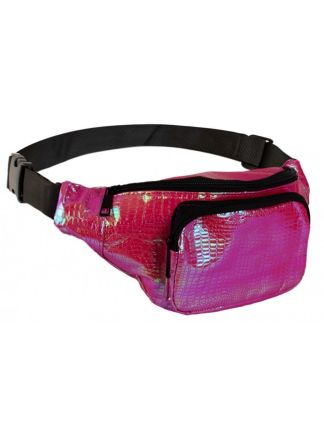 Heuptasje slangeleer print FUCHIA