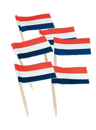 Prikkers Nederlandse vlag 50stuks (7cm.)