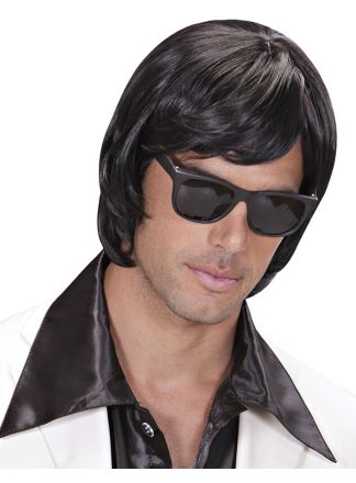 Heren pruik Bjorn zwart deluxe