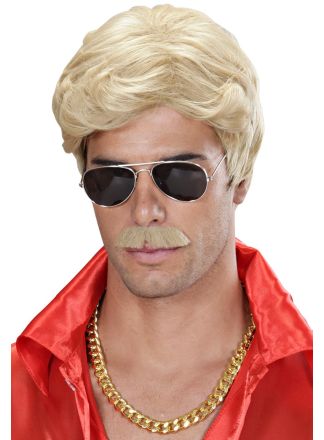 Luxe heren pruik blond met snor