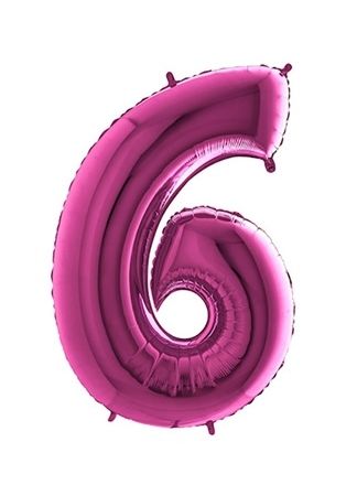 Folieballon pink 100cm. cijfer 6 (excl.helium)