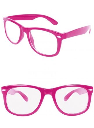 Hippe roze bril met doorzichtig glas