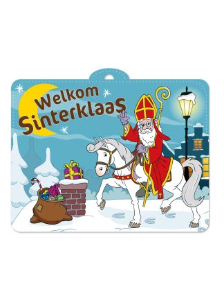 Papieren Deco Sinterklaas op paard 30x40cm.