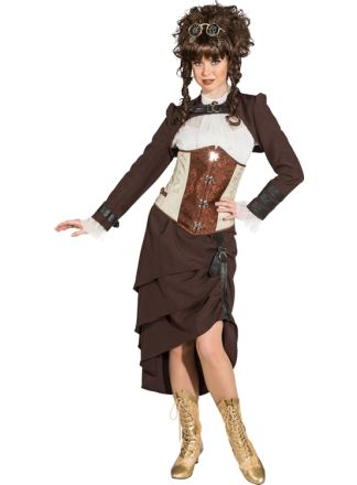 Steampunk rok lang bruin