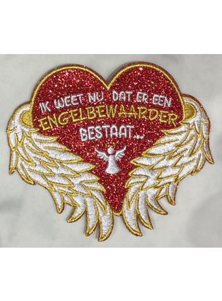 Strijkembleem Engelbewaarder ..... 10x8cm.