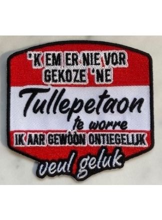 Embleem Tullepetaon veel geluk 9x9cm.