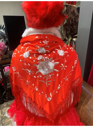 Omslagdoek rood-wit rozen