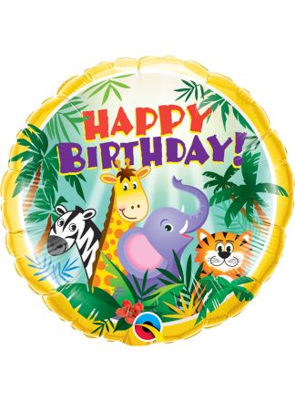 Folieballon Birthday Jungle 45cm. (Excl helium)