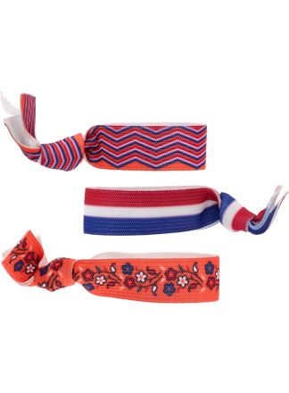 3 Armbandjes - Oranje/Rood-Wit-Blauw