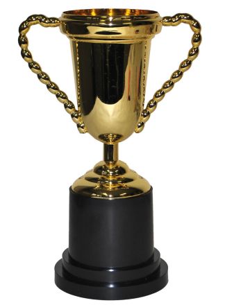 Gouden beker Trofee 25cm. Plastic