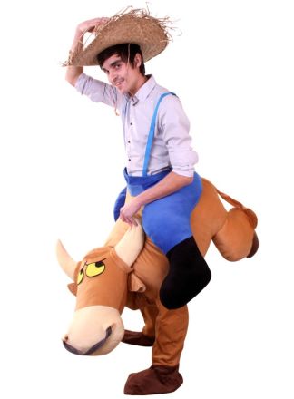 Kostuum rijdend op stier 1 maat (Afgeprijd!)