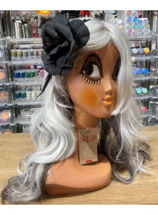 Roos zwart luxe speld/stiek