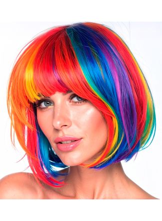 Bobline pruik multikleuren