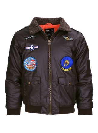Kinder flight jacket bruin leder