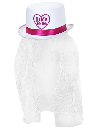Hoge hoed "Bride to be" met sluier