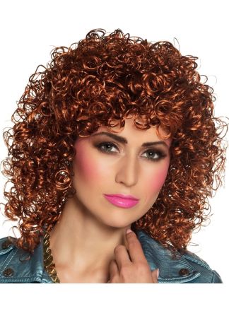 Bruine krullen pruik "Club"