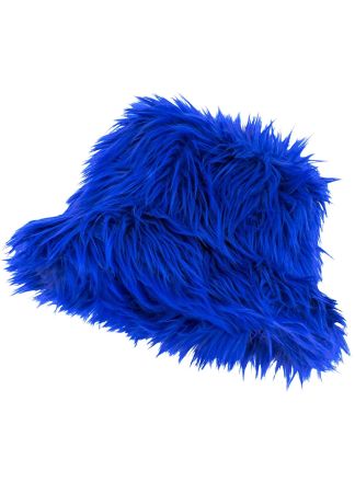 Bucket hat pluche blauw