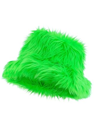 Bucket hat pluche neon groen