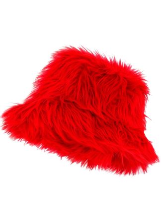 Bucket hat pluche rood