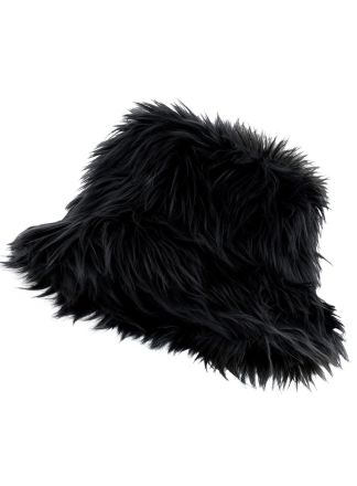 Bucket hat pluche zwart
