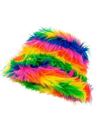 Bucket hat pluche regenboog