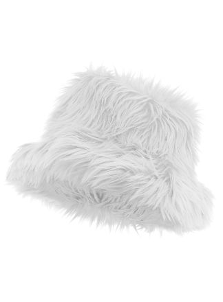 Bucket hat pluche wit